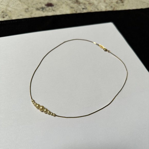 Signed Napier Gold Tone / Faux Pearl Bead Necklace 16 Inch - Picture 5 of 10